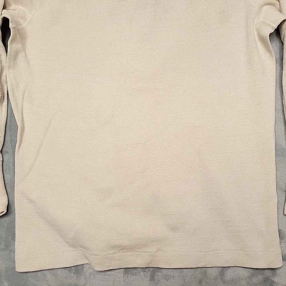 VTG Undershirt Winterweight Mens Medium Beige Henley Long Sleeve Made In USA